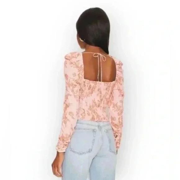 Free People Hilary Floral Crop top pink combo Size Medium - Picture 9 of 9